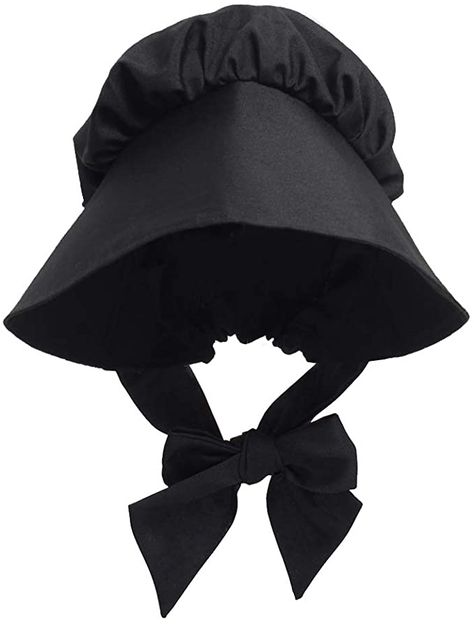 Amazon.com: GRACEART Women's Pilgrim Victorian Bonnet Oversized Hat 100% Cotton (Black): Clothing Amish Hat, Black Bonnet, Medieval Peasant, Medieval Hats, White Bonnet, Oversized Hat, Victorian Hats, Maid Cosplay, Cashmere Poncho