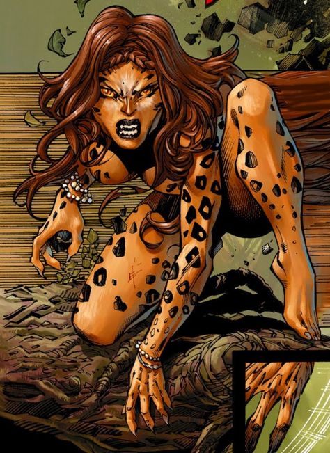 Wonder Woman’s most iconic villain. Originally a representation abnormal emotions, The Cheetah is an archaeologist heiress who has the powers of the ancient plant god Urzkartaga. She is a tormented and complicated bloodthirsty warrior with the powers of a an evil god. Cheetah Wonder Woman, Tigra Marvel, Barbara Minerva, Cheetah Dc Comics, Cheetah Dc, Women Villains, Barbara Ann, Dc Villains, Arte Dc Comics