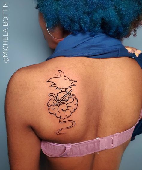 Nimbus Tattoo Dbz, Goku Riding Nimbus Tattoo, Small Dragon Ball Z Tattoo Ideas, Nimbus Dbz, Dragonball Z Tattoo Ideas, Dbs Tattoo, Nimbus Tattoo, La Tattoo Ideas, Dragonball Z Tattoo