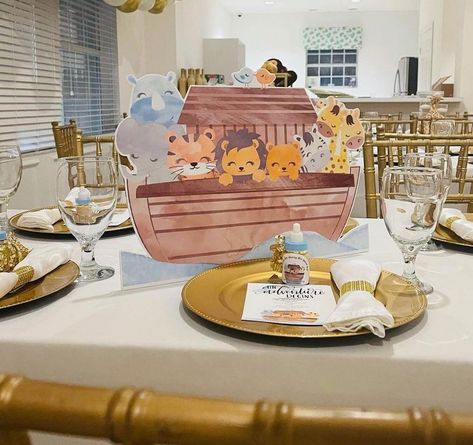 Noah's Ark Standee Prop Party Decorations - Etsy Noah’s Ark Party Decor, Noahs Ark Centerpiece Ideas, Noah’s Arch Theme, Noah’s Ark Centerpieces, Noah’s Ark Baby Shower Theme, Noahs Ark Decorations, Noahs Ark Party, Birthday Party Decoration Ideas, Noahs Ark Theme