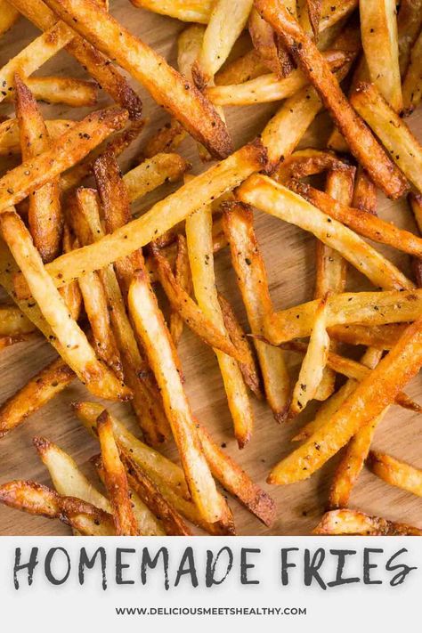 Homemade Fries In Oven, Freeze French Fries, French Fries In The Oven, Oven French Fries, Oven Baked French Fries, Frozen Fries, Potatoes Fries, French Fries At Home, Food Fries