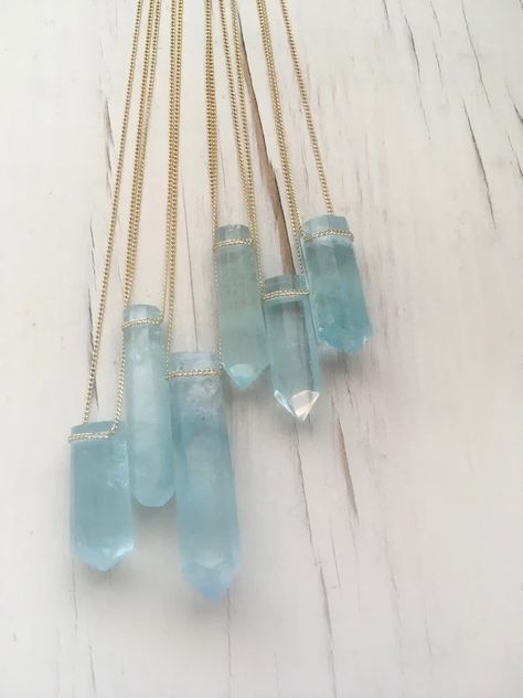 Modern Necklace, Aquamarine Pendant, Aquamarine Necklace, Crystal Pendant Necklace, Aquamarine Crystal, Aquamarine Jewelry, Vermeil Jewelry, Modern Necklaces, Amulets