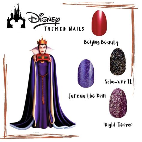 Evil Queen | Color street nails, Disney themed nails, Color street Queen Nail Art, Evil Makeup, Disney Themed Nails, Nails Color Street, Theme Nails, Evil Queen Costume, Interaction Posts, Nails Disney, Nail Combos