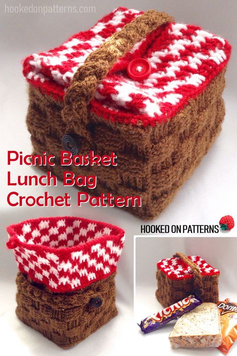 Crochet Picnic Basket Pattern Free, Crochet Picnic Basket, Crochet Picnic, Crafts Spring, Spring Crochet, Crochet Baskets, Crochet Mignon, Úložný Box, Basket Style