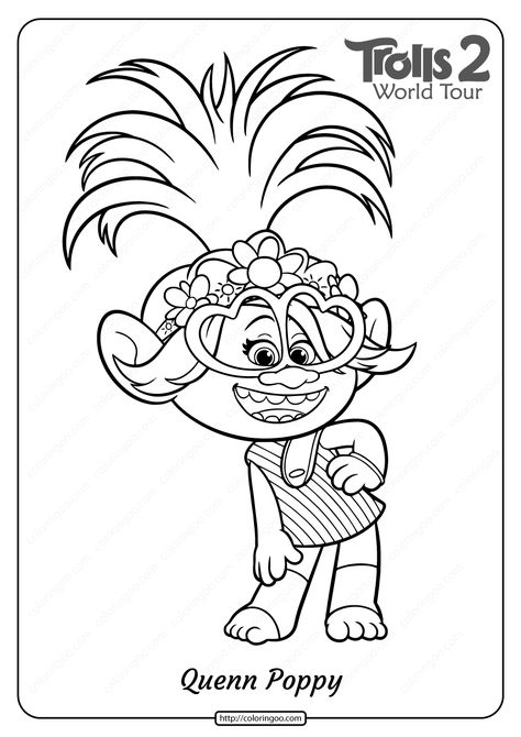 Poppy, is the current Queen of the Pop trolls, Peppy‘s daughter, Branch’s girlfriend, and the female protagonist of the Trolls franchise. #free #printable #trolls2 #queen #poppy #worldtour #coloringpage #drawing Trolls Coloring Pages, Trolls Coloring, Poppy Coloring Page, Train Coloring Pages, Branch Trolls, Trolls Poppy, Monster Coloring Pages, Poppy Color, Princess Coloring Pages