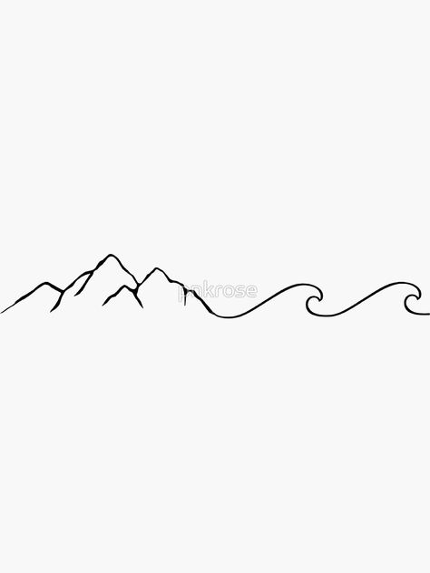 Mountain Into Wave Tattoo, Mountains To Beach Tattoo, Wave And Mountain Tattoo Simple, Mountain Sea Tattoo Minimalist, Sea To Mountains Tattoo, Tattoo Ocean And Mountain, Mountain And Sea Tattoo Simple, Mountains And Beach Tattoo, Waves And Mountains Tattoo