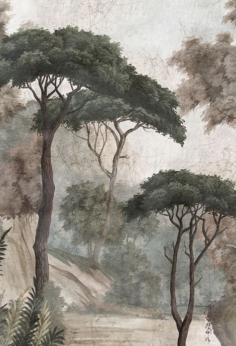 Ananbô Panoramic Wallpaper, Forest Drawing, Sepia Color, Italian Landscape, Paris Images, Creative Workshop, Custom Decor, Dark Skies, Wallpaper Online