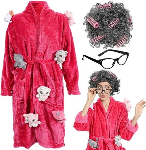 Halloween Cat Lady Adult Costume Robe and Wig Cat Eye Rhinestone Glasses. Love it! Simple, last minute costume. Cat Lady Costume, Plus Size Halloween Costumes, Rhinestone Glasses, Plus Size Halloween Costume, Last Minute Costumes, Plus Size Halloween, Cat Woman Costume, Glasses For Women, Cat Costumes