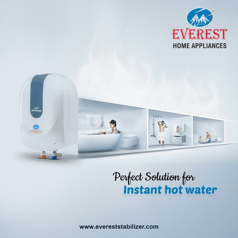 Complete your Hot Shower desire with Everest water heater. Order now and experience fresh and instant hot shower everyday Features: Special Mini Body Design ABS-prevents rusting and corrosion Magnesium Rod https://www.evereststabilizer.com/subcategory.php?cid=6 #everest #water #heater #hotshower #stabilizer #orderonline Shower Everyday, Photo Moodboard, Heat Pump Water Heater, Instant Water Heater, Kitchen Post, Water In The Morning, Room Heater, Social Media Advertising Design, Product Catalogue