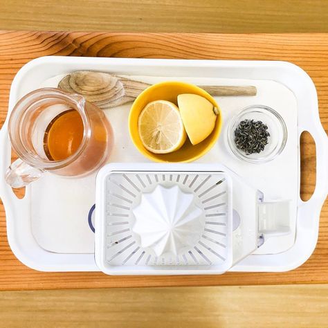 Ms. Christie on Instagram: “🍋💜Lavender Lemonade Food Prep Tray💜🍋 #montessori #montessorifoodprep #montessorisnackideas #montessoritoddler #montessorifoodprepshelf…” Montessori Food Prep, Tray Montessori, Montessori Trays, Montessori Kindergarten, Montessori Practical Life, Lavender Lemonade, Practical Life, Montessori Toddler, Food Prep