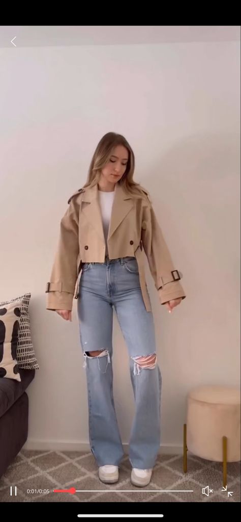 Trench Jacket Outfit, Trench Outfit, Cropped Outfits, Cropped Trench Coat, Trench Coat Outfit, Winter Fashion Outfits Casual, London Outfit, Coat Outfit, Trench Jacket