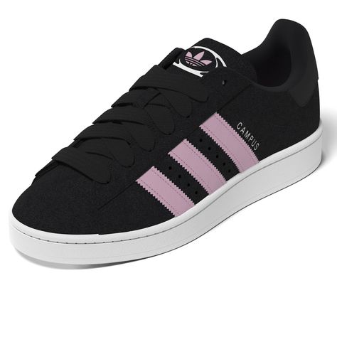 PRICES MAY VARY. Style: Modern Closure Type: Lace-Up Insole Material: Ethylene Vinyl Acetate Heel Type: Flat Height Map: Low Top Material: Ethylene Vinyl Acetate These adidas shoes don't just break the rules — they change them. With a new perspective on our Campus 80s colourways, these trainers elevate the classic collegiate look with premium suede and faded ''shades of'' tones across the upper. The off-white midsole and signature 3-Stripes nod to the OG look while zigzag laces and Y2K branding Pink And Black Campus 00, Y2k Branding, Adidas Campus 00s Black, Campus 00s Black, Black Campus, Campus Shoes, Campus 00, Adidas Model, Adidas Campus 00s