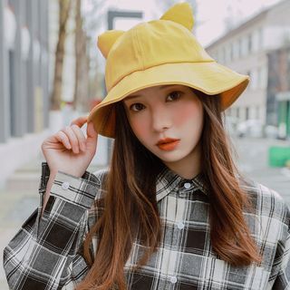 Buy Cat Ear Bucket Hat💚 Use This Code ➡️  👉💄( SR92RS89 )💄👈 ℹI'm giving you an EXTRA discount at YesStyle.com!Upto Extra 5%-10% Off ⚜Shop using my Rewards Code:👉🔮SR92RS89🔮👈 Casual Cat Ear Hat One Size, Cat With Bucket Hat, Casual Cat Design Hat, One Size Fits Most, Cat Ear Bucket Hat, Cat Design Hats With Cat Ears, One Size, Cute Cat Ears, Bucket Hat Fashion, Children Wear, Bucket Cap