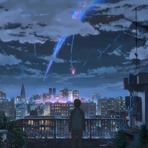 Kimi No Nawa, Kimi No Na Wa Wallpaper, Your Name Wallpaper, Sky Anime, Night Illustration, Night Sky Wallpaper, Ipad Background, Wallpaper Dekstop, Name Wallpaper