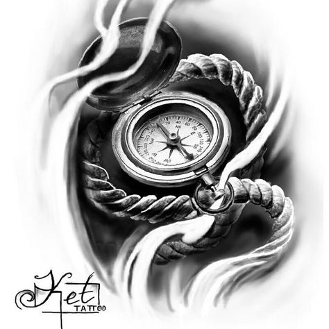 Compass And Map Tattoo, Pocket Watch Tattoos, Compass Drawing, Compass Tattoo Design, Clock Tattoo Design, Map Tattoos, Tattoo Minimalist, Nautical Tattoo, Watch Tattoos