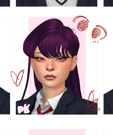 Ts4 Jaw Preset, Ts4 Anime Cc, Shoet Hair, Purple Pixie, Candy Hair, Sims 4 Anime, Sims 4 Cc Skin, Sims 4 Dresses, Anime Hair