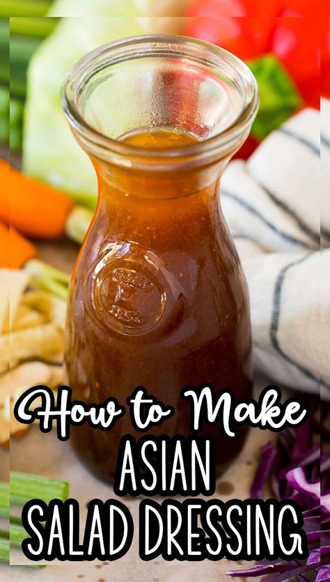 This Asian salad dressing is a blend of soy sauce, rice vinegar, hoisin sauce, ginger and sesame oil that makes for the perfect mix of sweet and savory flavors.