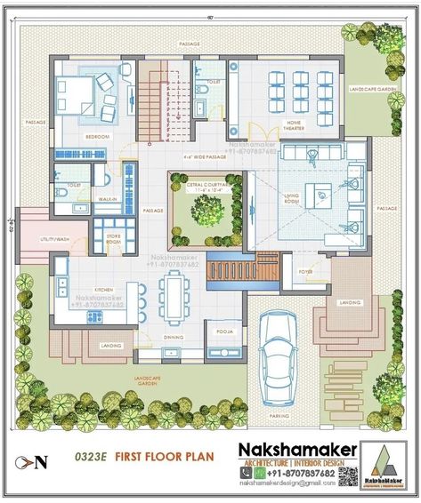 3bhk Villa Floor Plan, Drawing House Plans, Home Layout, 2bhk House Plan, Bungalow Floor Plans, Indian House Plans, Affordable House Plans, Courtyard House Plans, House Floor Design