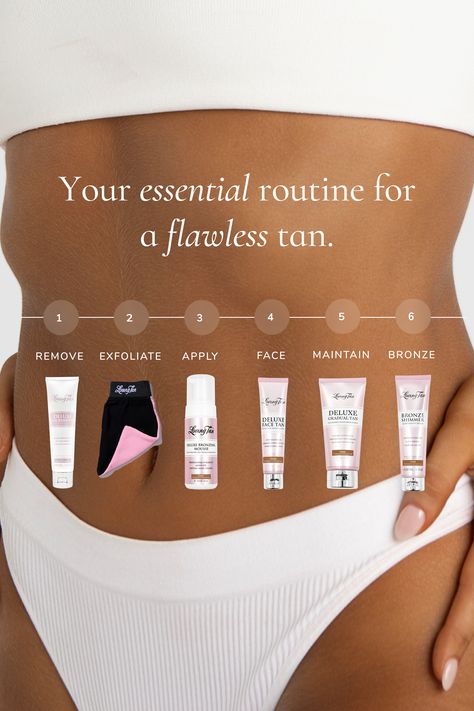 Follow this step by step guide for a flawless self-tan #lovingtan #selftan #howtoselftan #howtofaketan #tanroutine #tanningroutine Tan Tips, Tanning Routine, Waxing Salon, Skincare Branding, Tanning Tips, Gradual Tan, Self Tan, Self Tanning, Tan Face