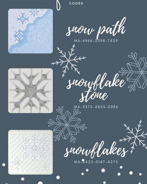 acnh patterns and designs ! on Instagram: “Snowflakes codes ❄️⛄️ 🌟Credit : Found on Pinterest ✨Tags✨ #animalcrossingnewhorizons #acnh #animalcrossing #acnhisland #acnhdesigns…” Acnh Snowflake Design Code, Acnh Christmas Path Codes, Acnh Pattern, Acnh Winter, Pinterest Tags, Acnh Patterns, Happy Home Designer, Path Design, Animal Crossing Wild World