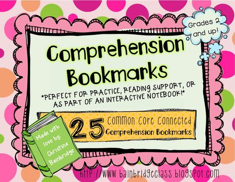 HUGE File Update! Comprehension Bookmarks, Reading Notebooks, Interactive Reading, Small Group Reading, School House Rock, 4th Grade Reading, Printable Bookmarks, 3rd Grade Reading, Comprehension Strategies