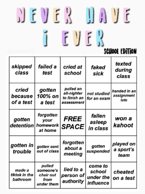 Fun Templates, Bingo Template, Interactive Games, Never Have I Ever, Story Templates, Interactive Game, Boarding School, School Essentials, Party Stuff