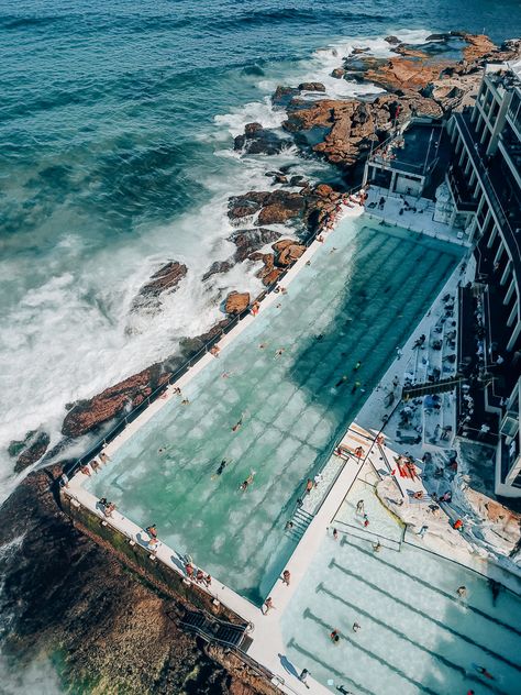 Bondi Icebergs. Bondi Iceberg, Bondi Beach Poster, Houses By The Beach, Bondi Icebergs, Floating Architecture, Semester Abroad, Visit Australia, Beach Posters, Bondi Beach