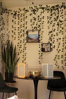 Room Decor With Artificial Leaves, Ivy Wall Bedroom Behind Bed, Fake Leafs On Wall Bedroom, Ivy Garland Decor, Hanging Ivy, Leaf Wall Decor, Wall Room Decor, Ivy Garland, Ivy Wall