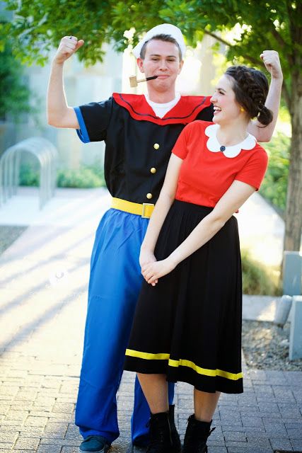 Popeye And Olive Oil Costume, Olive Oil Costume, Popeye And Olive Oil, Olive Oyl Costume, Popeye Costume, Popeye And Olive, Sadie Hawkins, Happy Halloweenie, Homecoming Week