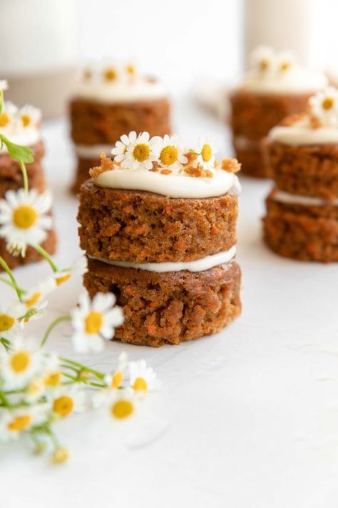 Mini Carrot Cakes, The Palatable Life, Palatable Life, Mini Carrot Cake, Carrot Cakes, Mini Carrots, Mini Torte, Carrot Cake Cookies, Bunny Party