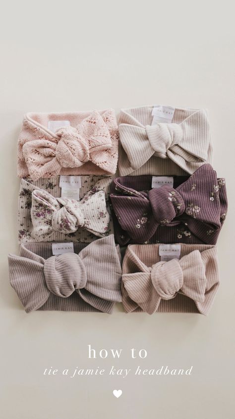 jamiekay on Instagram: Tutorial time - how to tie a Jamie Kay headband 💕 learn how to tie a super cute bow style in no time at all. A special thank you to… How To Make Newborn Bows, Baby Headband Bows, How To Tie A Baby Headband, Diy Baby Headbands No Sew, No Sew Bows Diy, How To Tie Baby Bow Headband, How To Make Baby Bows Headbands, How To Make Baby Headbands, How To Tie A Hair Bow