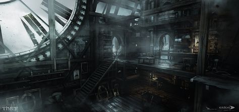 ArtStation - Thief - Clocktower, Mathieu Latour-Duhaime Thief Garrett, Thief Game, Interior Concept Art, Steampunk City, Tabletop Rpg Maps, High Fantasy, Top Five, Clock Tower, Tabletop Rpg