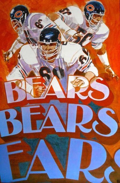 Vintage Chicago Bears Poster Married Ideas, Nfl Poster, Nfl Art, Chicago Poster, Nfl Football Art, Shared Apartment, Chicago Bears Football, Football Illustration, Vintage 1973