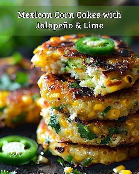 Mexican Corn Cakes, Recipes Mexican, Mexican Corn, Corn Cakes, Veggie Food, Fast Recipes, Delicious Cakes, Fresh Corn, Yummy Cakes