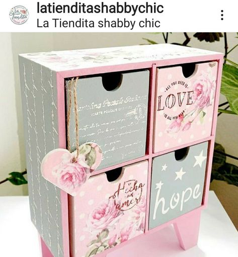 Decoupage Tins, Jewelry Box Makeover, Dollar Store Diy Organization, Cardboard Box Crafts, Mdf Crafts, Decoupage Furniture, Creative Box, Decoupage Box, Shabby Chic Crafts