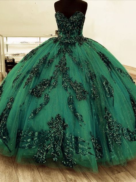 emerald green quinceanera dresses Emerald Green 15 Dress, Emerald Quinceanera, Emerald Quinceanera Dress, Emerald Green Quinceanera Dresses, Emerald Green Quinceanera, Green Quince Dress, 15 Birthday Dresses, Poofy Dresses, Green Quinceanera