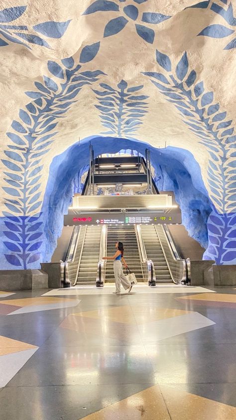 Stockholm metro art : best metro station to visit – VIBRANT HOPE Stockholm Subway, Metro Art, Stockholm Metro, Art Experiments, Stockholm Travel, Subway System, Natural Cave, Cave System, Art Exhibit