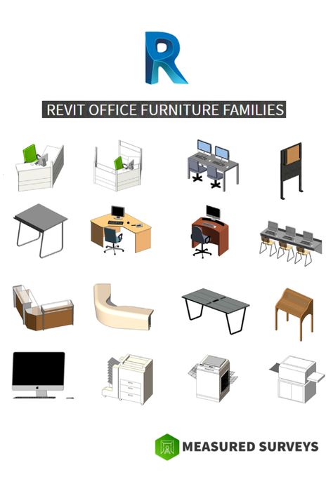 Revit office desk families, Revit office equipment families Revit Furniture, Office Reception Desks, Small Reception Desk, Revit Families, Reception Desk Office, Revit Family, Interior Design Programs, Office Building Architecture, Revit Architecture