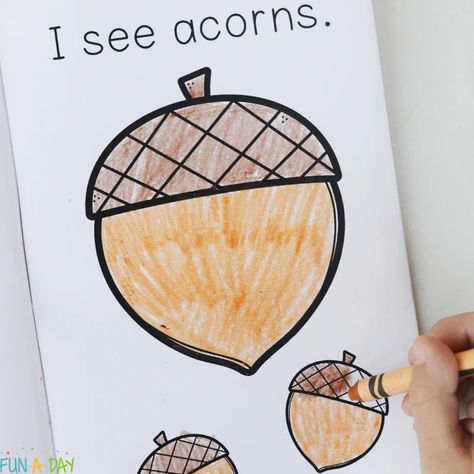 The I See Fall printable book is perfect for practicing important early literacy skills with preschool, pre-k, and kindergarten students. It's super low-prep and can be used a few different ways, too! Get your own copy of the fall emergent reader by clicking on the Fun-A-Day.com link. Kindergarten Fall Activities, Fall Kindergarten Activities, Fall Kindergarten, Emergent Readers, Fall Printables, Printable Books, Fall Activities, Early Literacy, Literacy Skills