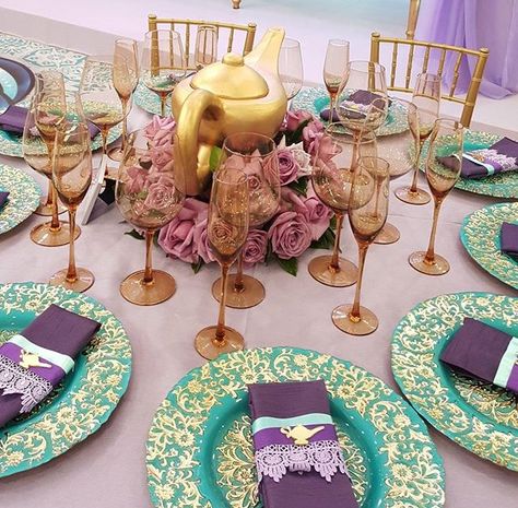 Aladdin Bridal Shower Theme, Princess Jasmine Bridal Shower Ideas, Jasmine Sweet 16 Theme, Aladdin Wedding Theme, Aladdin Wedding, Princess Jasmine Party, Arabian Party, Aladdin Birthday Party, Arabian Nights Theme