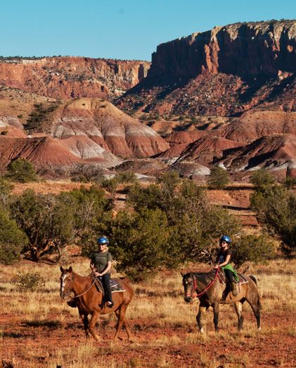 Trail Ride at Ghost Ranch. NM retreat Abiquiu New Mexico, New Mexico Landscape, New Mexico Vacation, Equestrian Ranch, Trail Riding Horses, Mexico Landscape, New Mexico Road Trip, Ghost Ranch, Travel New Mexico