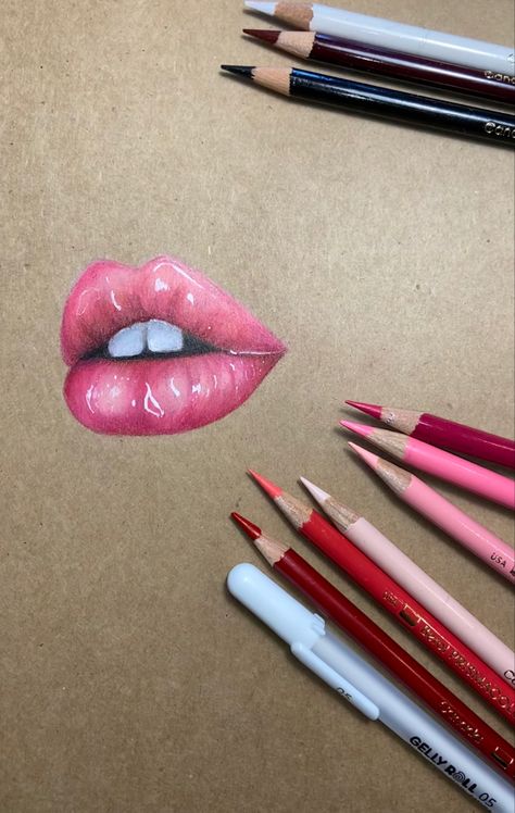 Color pencils: polychromos Faber-Castell Artist: MFL Color Pencils, Sketchbook Pages, Faber Castell, Painting Art, Colored Pencils, Sketch Book, Pencil, Lips, Quick Saves