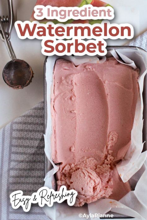 Watermelon Sherbert Recipe, Watermelon Sherbert, Watermelon Puree Recipes, Watermelon Sorbet Recipe, Frozen Watermelon Recipes, Watermelon Sherbet, What To Do With Frozen Watermelon, Watermelon Gelato Recipe, How To Make Watermelon Sorbet