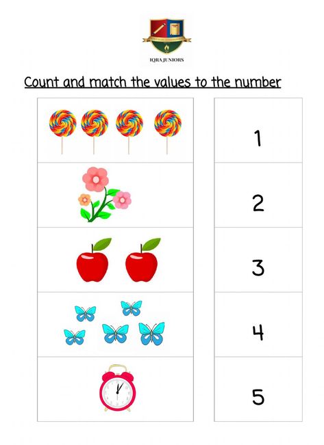 Number Identification Activities, Preschool Counting Worksheets, Preschool Charts, Kindergarten Math Free, Number Worksheet, Kindergarten Math Worksheets Free, Kindergarten Addition Worksheets, Addition Kindergarten, Preschool Counting