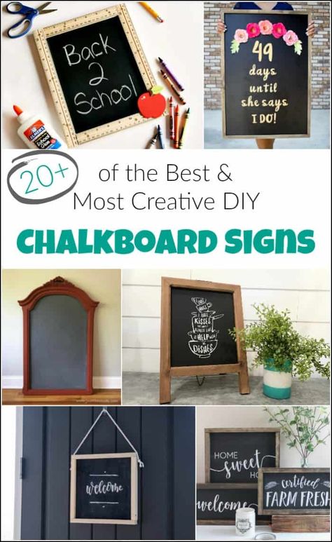 Chalkboard signs are one of the best DIY items you can keep in your home. They are so customizable and can help keep you organized. Whether you are looking ideas for a first day of school chalkboard sign or wedding chalkboard signs these creative DIY chalkboard signs will give you oodles of inspiration. Chalkboard Signs For Craft Show, Chalkboard Signs Diy, Kitchen Chalkboard Sign, Graduation Tea, Hanging Chalkboard Sign, Small Chalkboard Signs, Diy Chalkboard Sign, Small Chalkboard, Chalk Sign