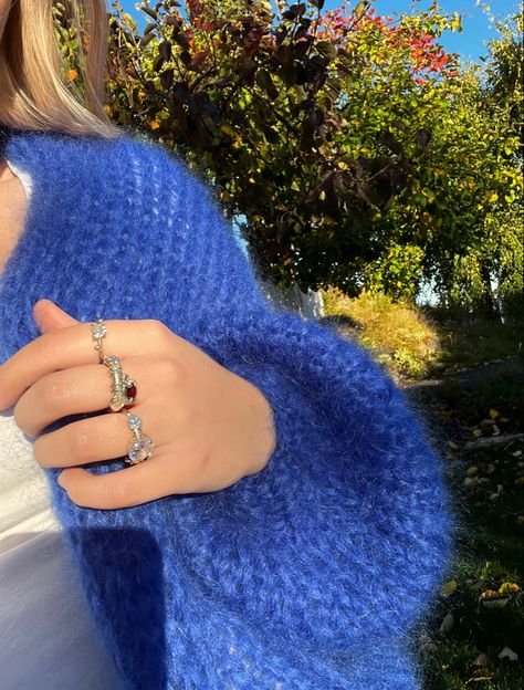 Rikke Harsheim Scandinavian Jewelry, Scandinavian Fashion, Models Off Duty, Aesthetic Bedroom, Knitted Cardigan, Scandinavian Style, Knit Cardigan, Fashion Inspo, Fashion Jewelry