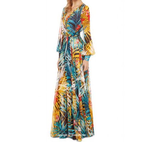 Bohemian Winter, Evening Midi Dress, Simple Casual Outfits, Cute Maxi Dress, Boho Dresses Long, Hawaiian Theme, Theme Dress, Floral Print Chiffon, Bohemian Maxi Dress