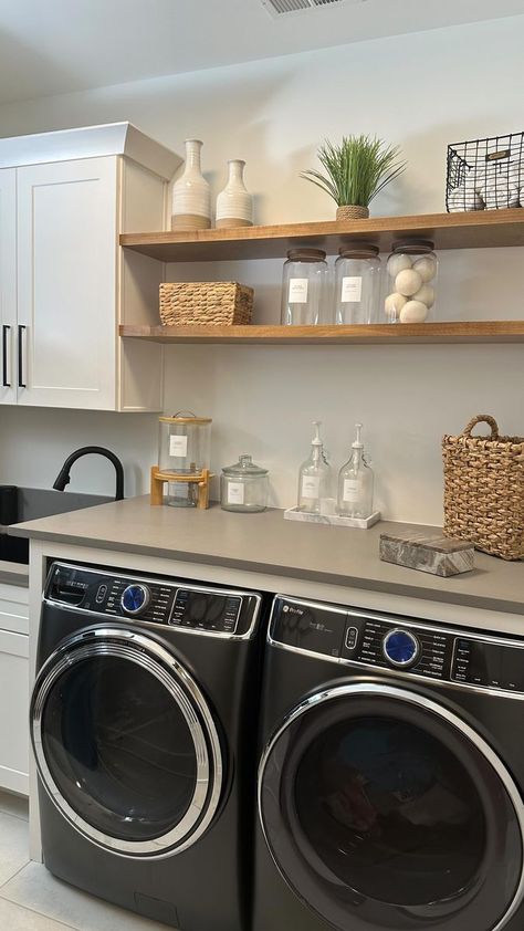 Laundry room setup✔️ now just need to stock it! #asmr #laundryroom #laundry #amazonfinds #clean #organizedhome #decor #inspo #momlife | Catherine Benson | Catherine Benson · Original audio Catherine Benson, Laundry Room Refresh, Laundry Room Decorating, Room Refresh, Laundry Room Inspiration, Small Room Decor, Kitchen Design Plans, Small Laundry Room, Small Laundry