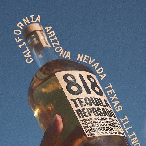 818 Tequila | Eight Reserve by 818 on Instagram: "CA, AZ, NV, TX, IL..." 818 Tequila Branding, Tequila Bottle Aesthetic, 818 Tequila Poster, Alcohol Graphic Design, Tequila Advertising, Alcohol Campaign, Tequila Branding, Tequila Design, 818 Tequila