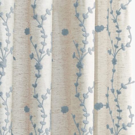 Lynette Floral Embroidered Rod Pocket Curtain Panel - Bed Bath & Beyond - 16391470 Blue Floral Curtains, Cottage Curtains, Curtain Inspiration, Curtain Window, Indoor Window, Curtains Ideas, Sheer Curtain Panels, Blue Curtains, Drapery Rods